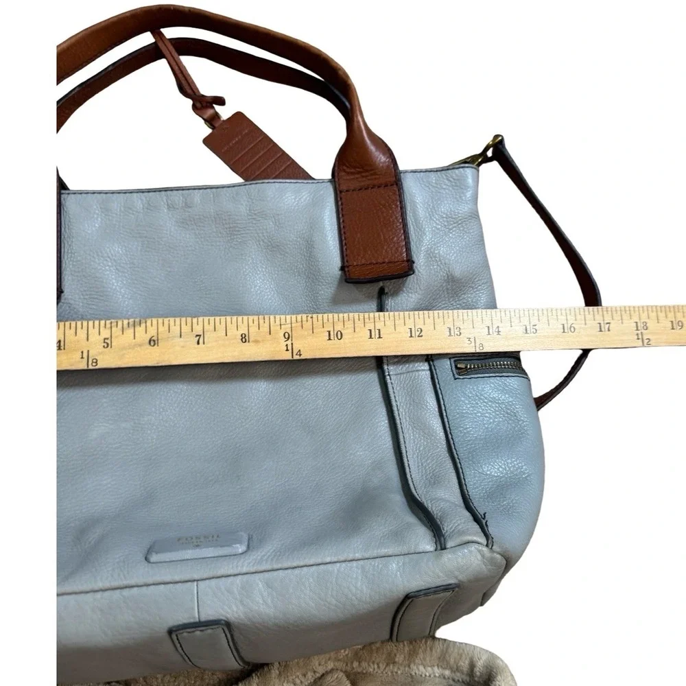 Fossil Gray Pebbled VTG Emerson Leather Shoulder Bag Convertible Crossbody Purse